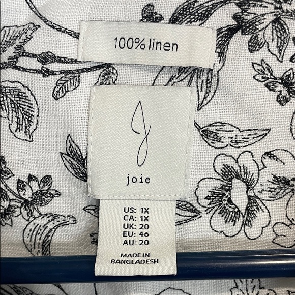 Joie Black and White Linen Floral Button Down Shirt - Picture 2 of 9